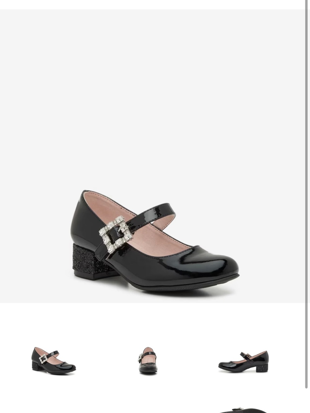 Kelly & Katie Black Patent Mary Jane Shoes with Gem Buckle